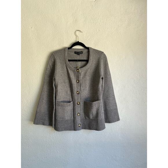 Anthropologie English Factory Woman Gray Women's Round Neck Cardigan, Si… - Picture 4 of 12